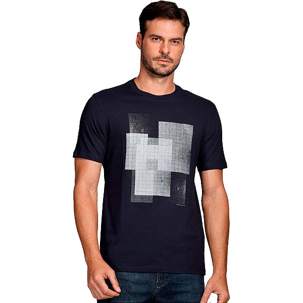 Camiseta Aramis Retangulos Ve25 Marinho Masculino