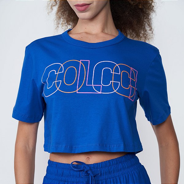Camiseta Colcci Cropped Ve25 Azul Ultra Blue Feminino