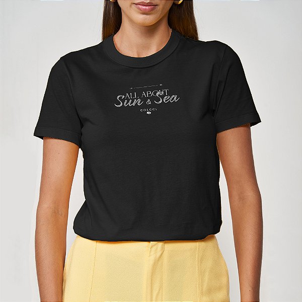 Camiseta Colcci Sun and Sea Pr25 Preto Feminino