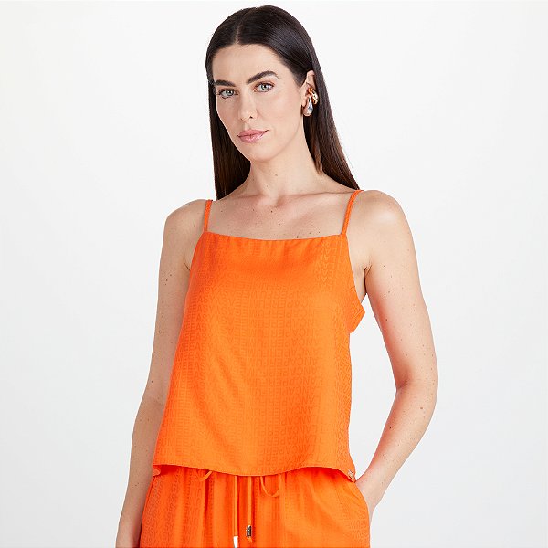Blusa Easy Lança Perfume Alças Ve25 Laranja Lobster Feminino