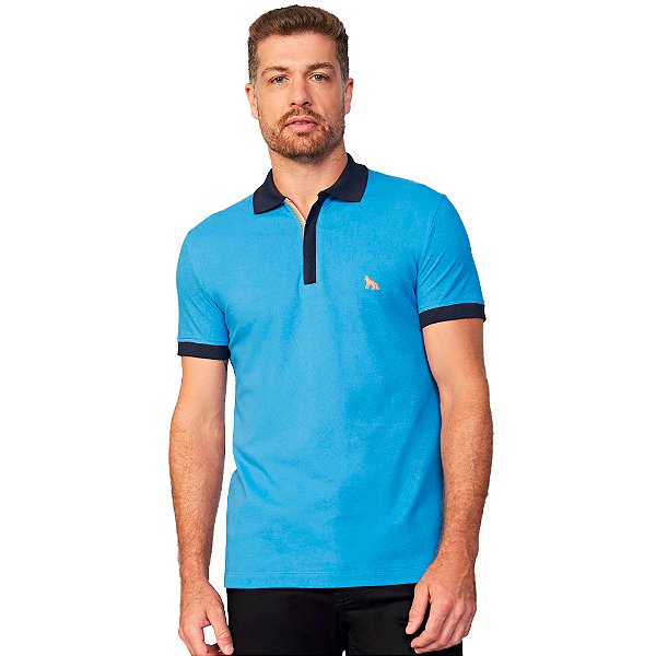 Camisa Polo Acostamento Muscle Pr25 Azul Masculino