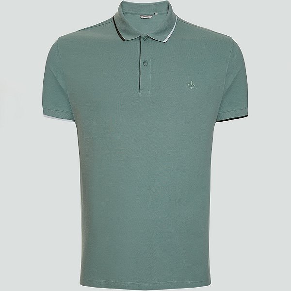 Camisa Polo Dudalina Jacquard Bicolor In24 Verde Masculino