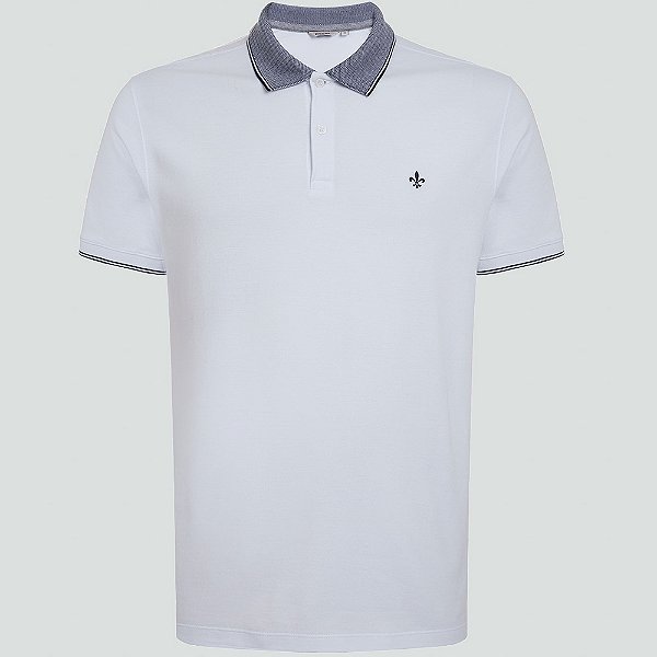 Camisa Polo Dudalina Piquet Binada Ve25 Branco Masculino