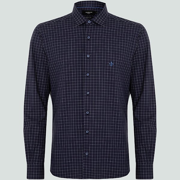 Camisa Slim Dudalina Xadrez Stretch Ve25 Azul Masculino