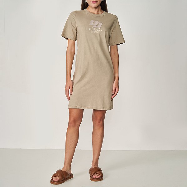 Vestido Colcci T-Shirt Dress Ve25 Bege Feminino