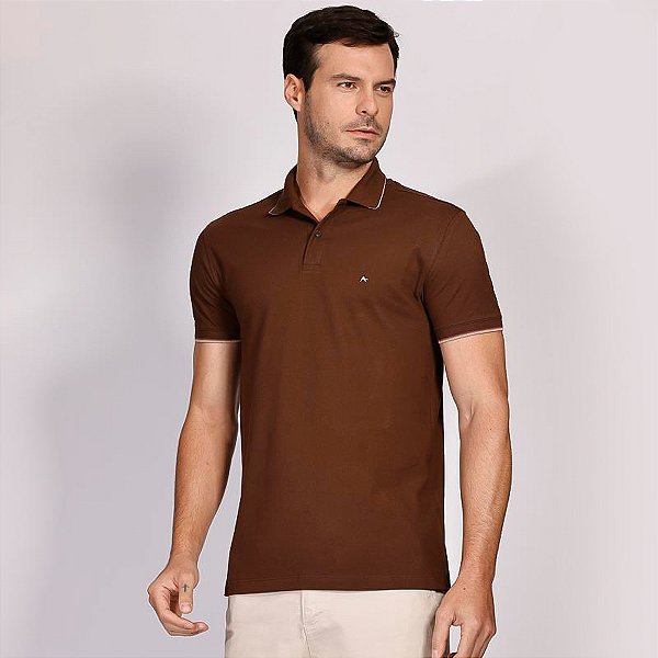 Camisa Polo Aramis Frisos Interno Ve25 Marrom Café Masculino
