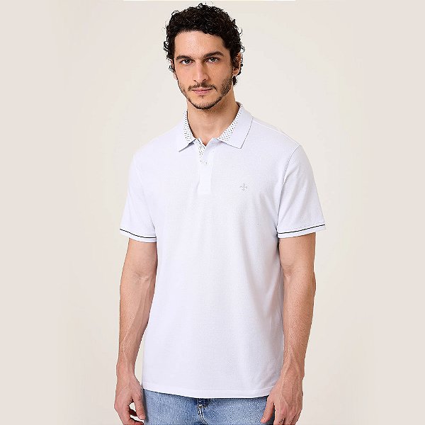 Camisa Polo Dudalina Piquet Ret Ve25 Branco Masculino