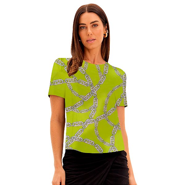 Camiseta Easy Lança Perfume Estampada Pr25 Verde Feminino