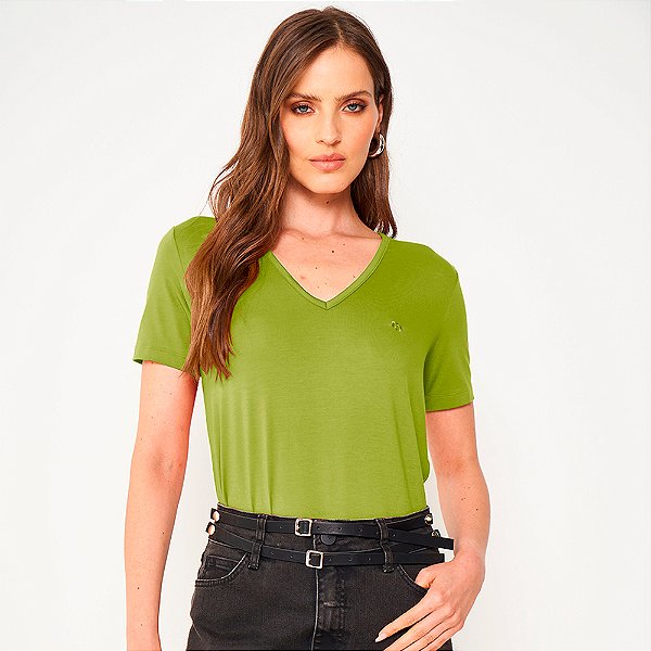 Camiseta Colcci Slim V Pr25 Verde Grenoble Feminino