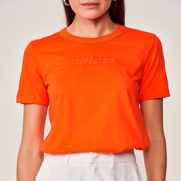 Camiseta Colcci Comfort Ve25 Laranja Purpurina Feminino