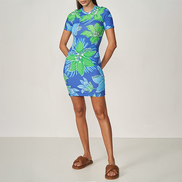 Vestido Colcci Slim Ve25 Azul e Verde Feminino