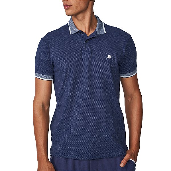 Camisa Polo Colcci Barra Ve25 Azul Darkness Masculino
