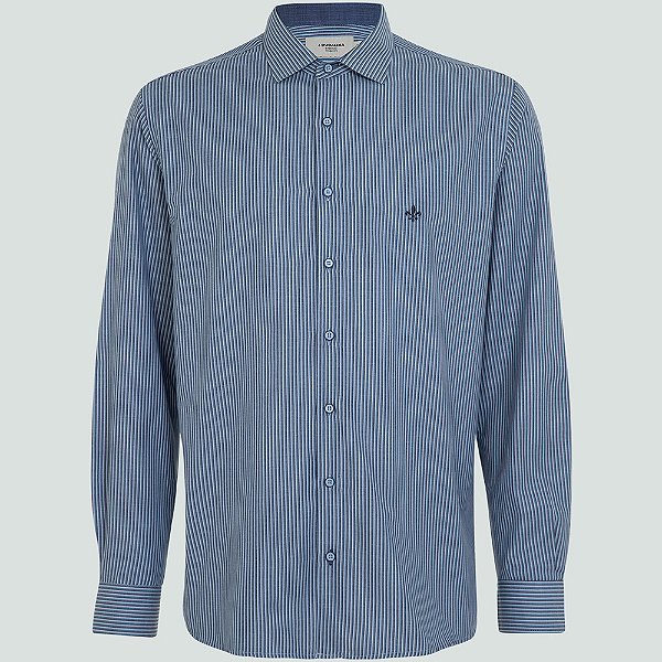 Camisa Dudalina Comfort Listrada Ve25 Azul Masculino