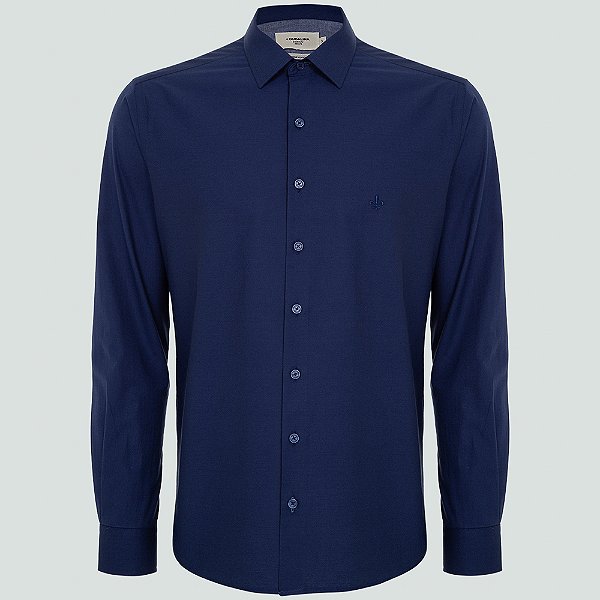 Camisa Slim Dudalina Tricoline Lisa Ve25 Marinho Masculino