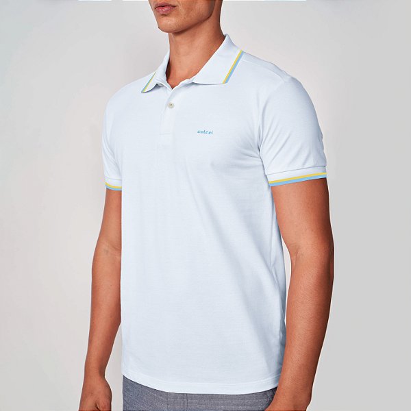 Camisa Polo Colcci 2 Lines Ve25 Branco Masculino