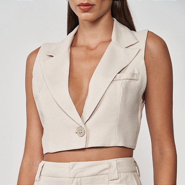 Colete Colcci Slim Pr25 Bege Taupe Feminino