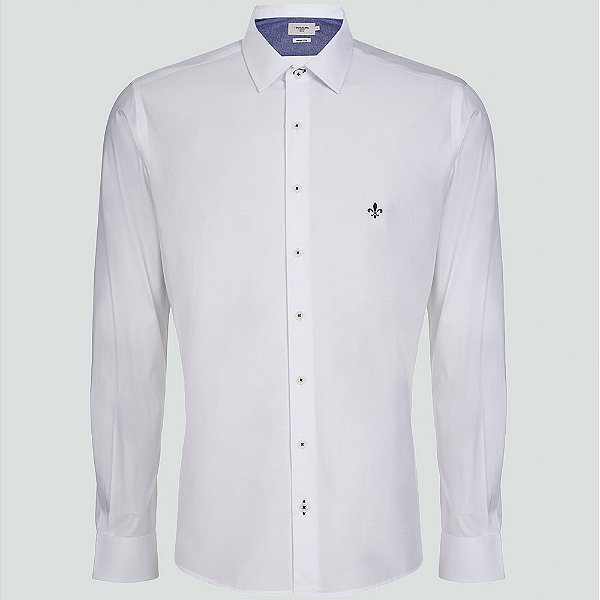 Camisa Slim Dudalina Tricoline Lisa Ve25 Branco Masculino