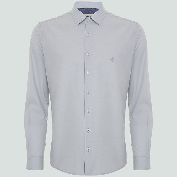 Camisa Slim Dudalina Tricoline Lisa Ve25 Cinza Masculino