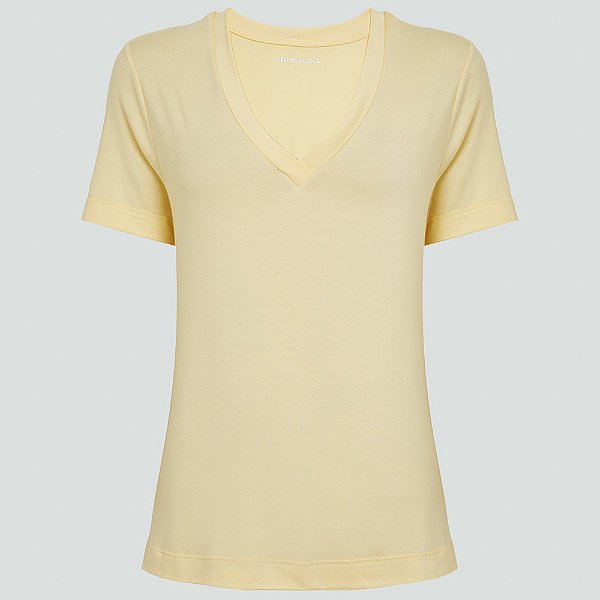 Blusa Dudalina Decote V New Esstenials Ve23 Amarelo Feminino