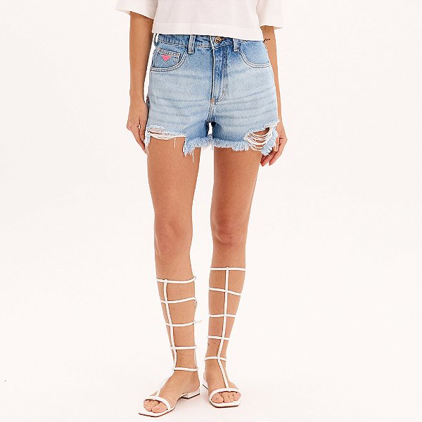 Short Jeans Lança Perfume Comfort High Ve25 Azul Feminino