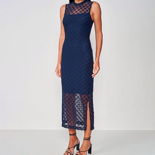 Vestido Colcci Tule Pr25 Azul Darkness Feminino
