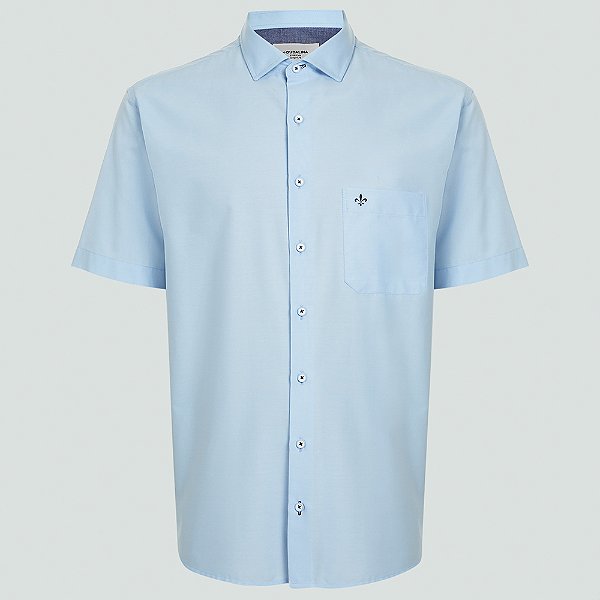 Camisa Dudalina Comfort Tricoline Lisa Ve25 Azul Masculino