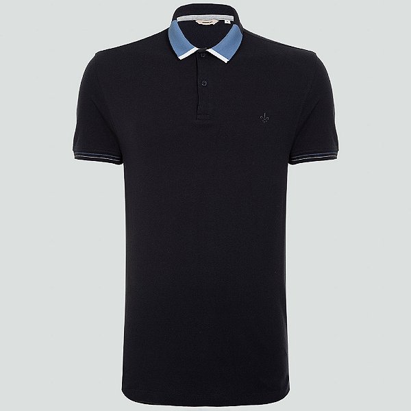 Camisa Polo Dudalina Piquet Jacquard Ve25 Marinho Masculino