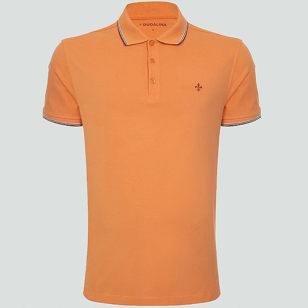 Camisa Polo Dudalina Frisos Degradê Ve25 Laranja Masculino