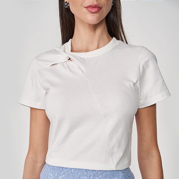 Camiseta Colcci Detail Ve25 Off White Feminino