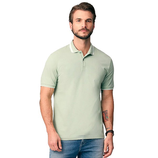 Camisa Polo Individual Piquet Jacquard Ve25 Verde Masculino