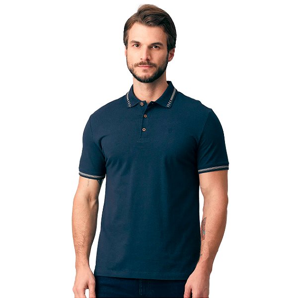 Camisa Polo Individual Piquet Duplo Ve25 Marinho Masculino