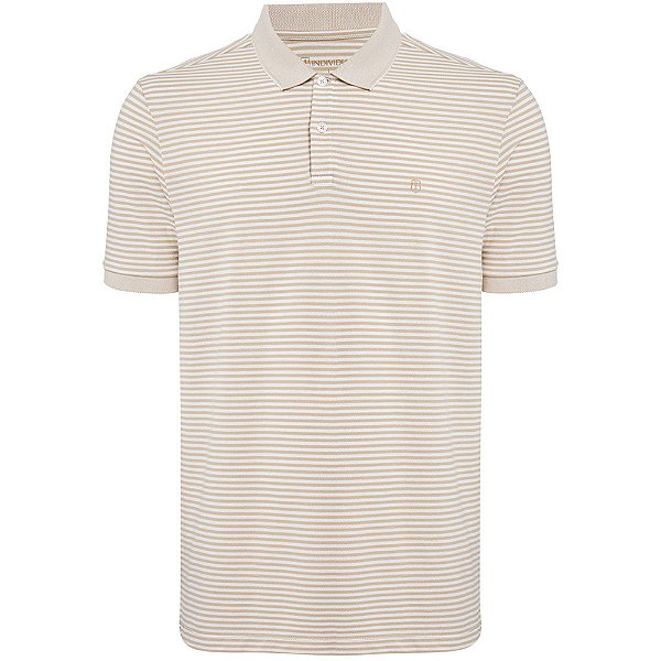 Camisa Polo Individual Listrada Piquet Ve25 Marrom Masculino