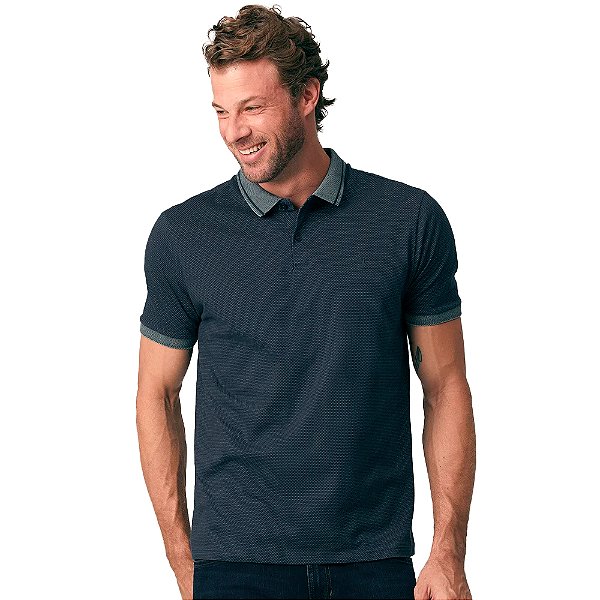 Camisa Polo Individual Maquinetada Ve25 Marinho Masculino