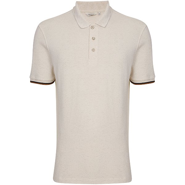 Camisa Polo Individual Linho Slim In24 Bege Claro Masculino