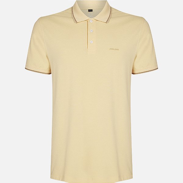Camisa Polo John John 2 Lines Ve25 Amarelo Masculino