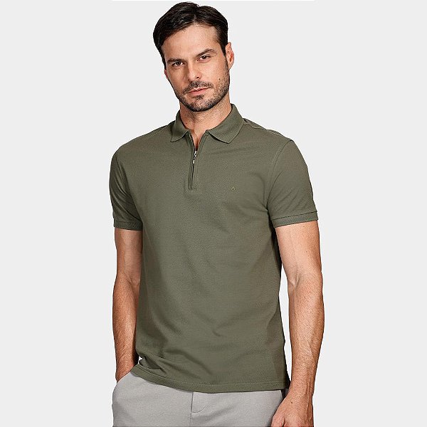 Camisa Polo Aramis Piquet Zip Ve25 Verde Militar Masculino