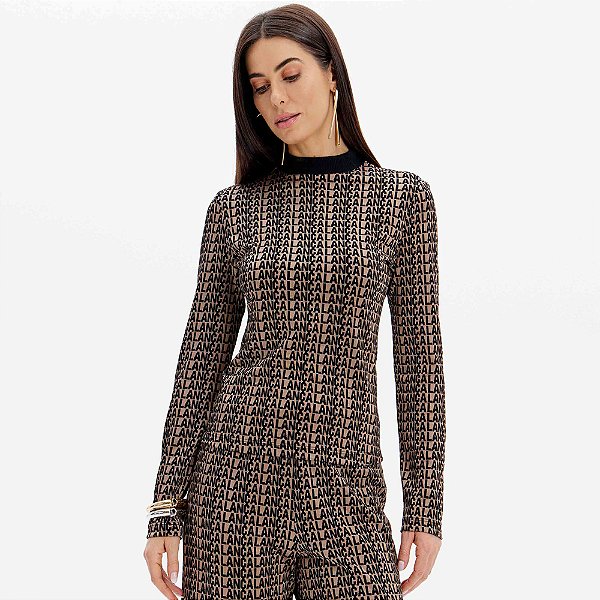 Blusa Lança Perfume Signature Gola Alta Ou25 Marrom Feminino