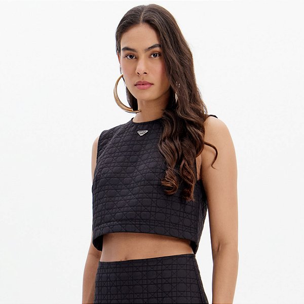 Blusa Cropped Lança Perfume Ou25 Preto Feminino