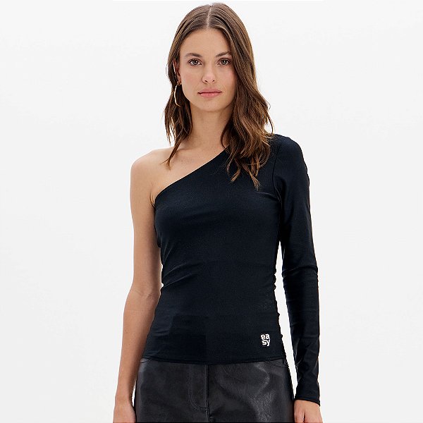 Blusa Easy Lança Perfume Ombro Único Ou25 Preto Feminino