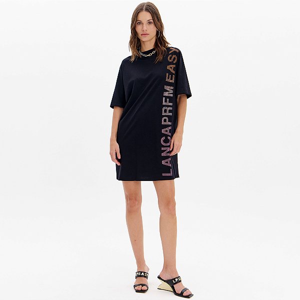 Vestido Curto Easy Lança Perfume T-Dress Ou25 Preto Feminino