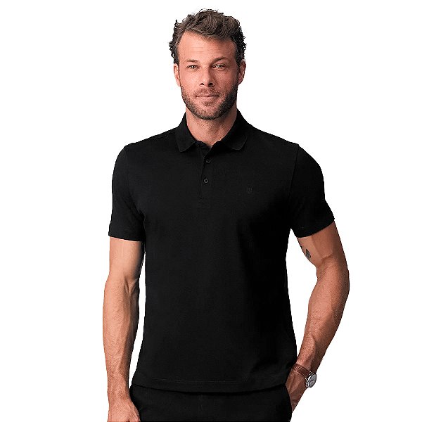 Camisa Polo Individual Pima Basic Slim Ou25 Preto Masculino