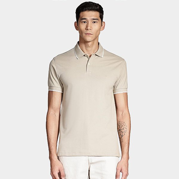 Camisa Polo Aramis Classic Friso Ou25 Bege Masculino