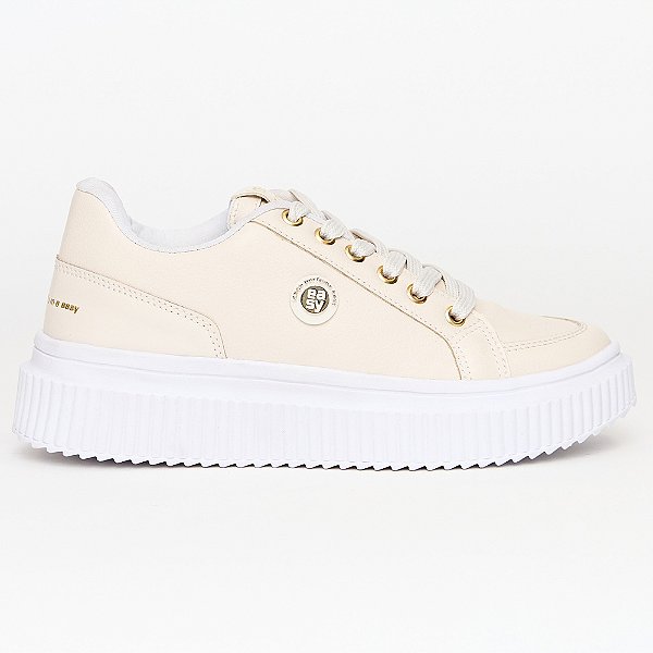 Tênis Easy Lança Perfume Logo Relevo Ou25 Off White Feminino