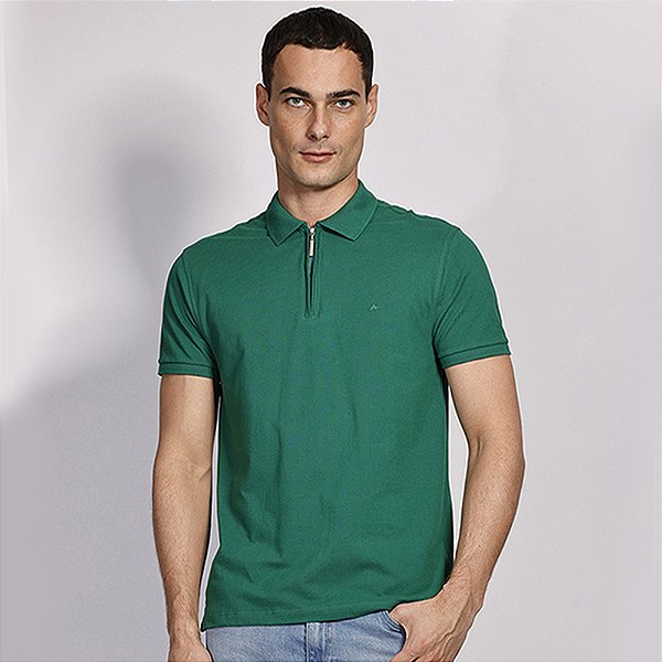 Camisa Polo Aramis Piquet Zip Ou25 Verde Masculino