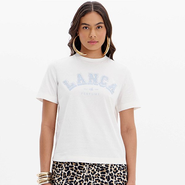 Camiseta Lança Perfume Aplicação Ou25 Off White Feminino