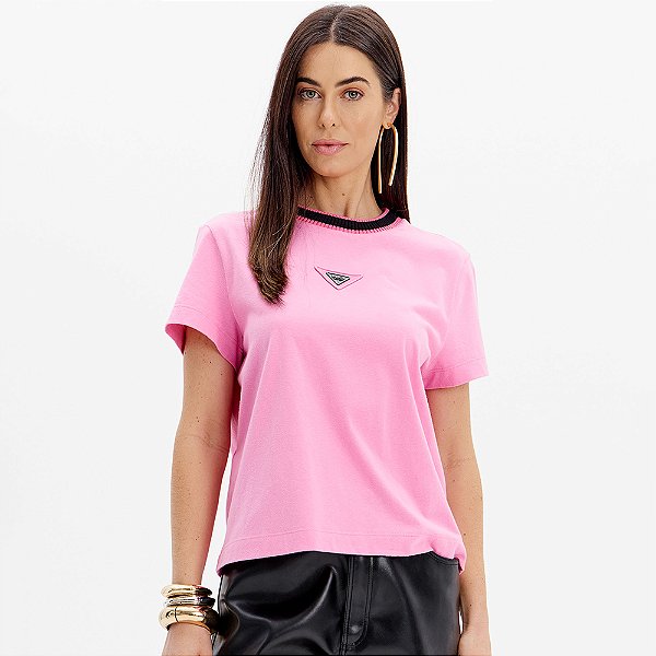 Camiseta Lança Perfume Manga Curta Ou25 Rosa Feminino