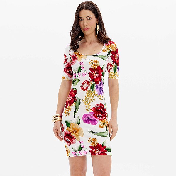 Vestido Curto Lança Perfume Canelado Ou25 Off White Feminino