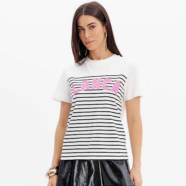 Camiseta Lança Perfume Name Ou25 Off White Feminino