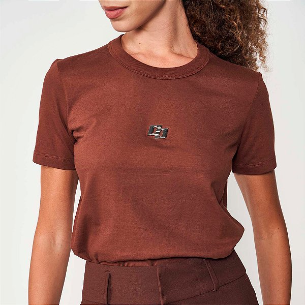 Camiseta Colcci Iconic Ou25 Marrom Feminino