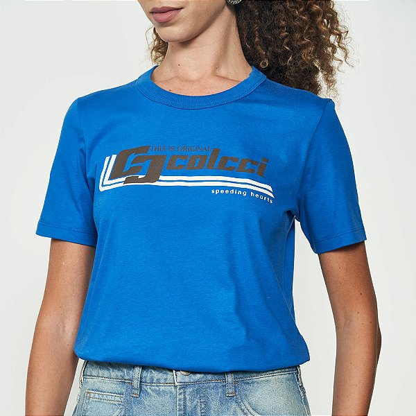 Camiseta Colcci Speeding Ou25 Azul Feminino